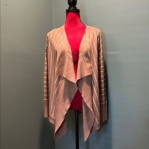 Loft Women's Tan Striped Cardigan Sweater Size Medium